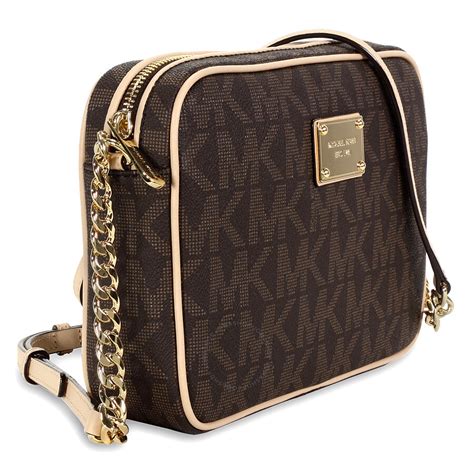 michael kors large leather crossbody brown|Michael Kors Crossbody thick strap.